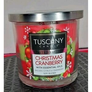 Tuscany Candle‎ Christmas Cranberry 3 Wick 14 Oz Candle New